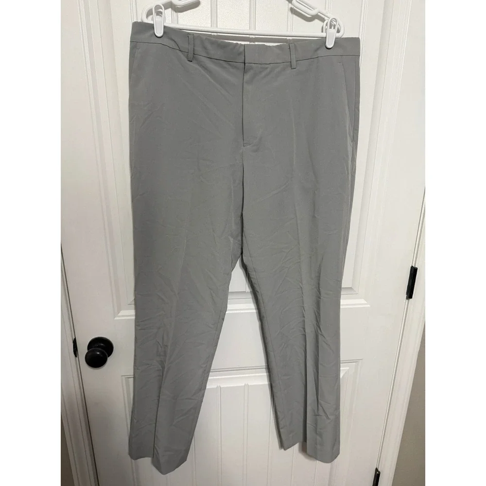 Perry Ellis Dress Pants Mens 38x32 Portfolio Flex Stretch Grey Slacks EUC